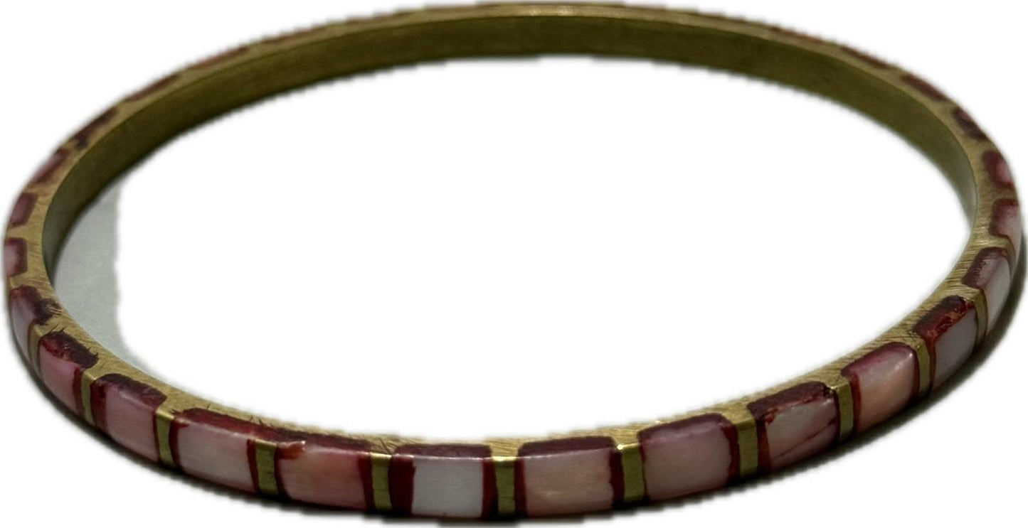 Pink Gold Red Bangle Bracelet Patterned Costume Jewellery