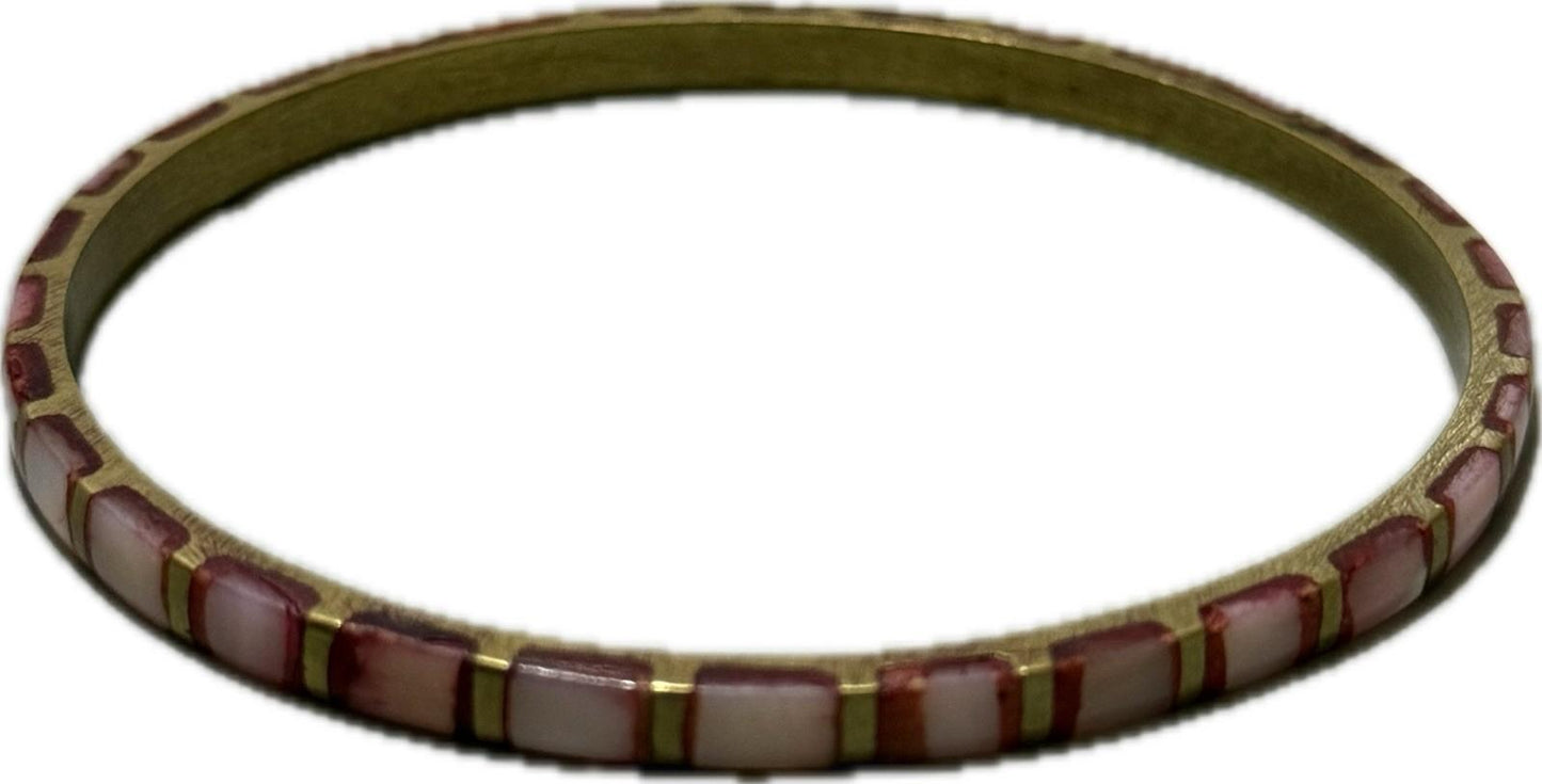 Pink Gold Red Bangle Bracelet Patterned Costume Jewellery