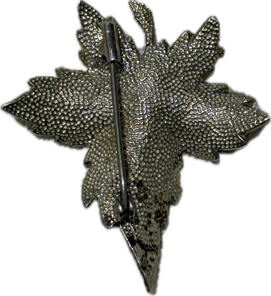 Silver Leaf Brooch Pin Costume Jewellery