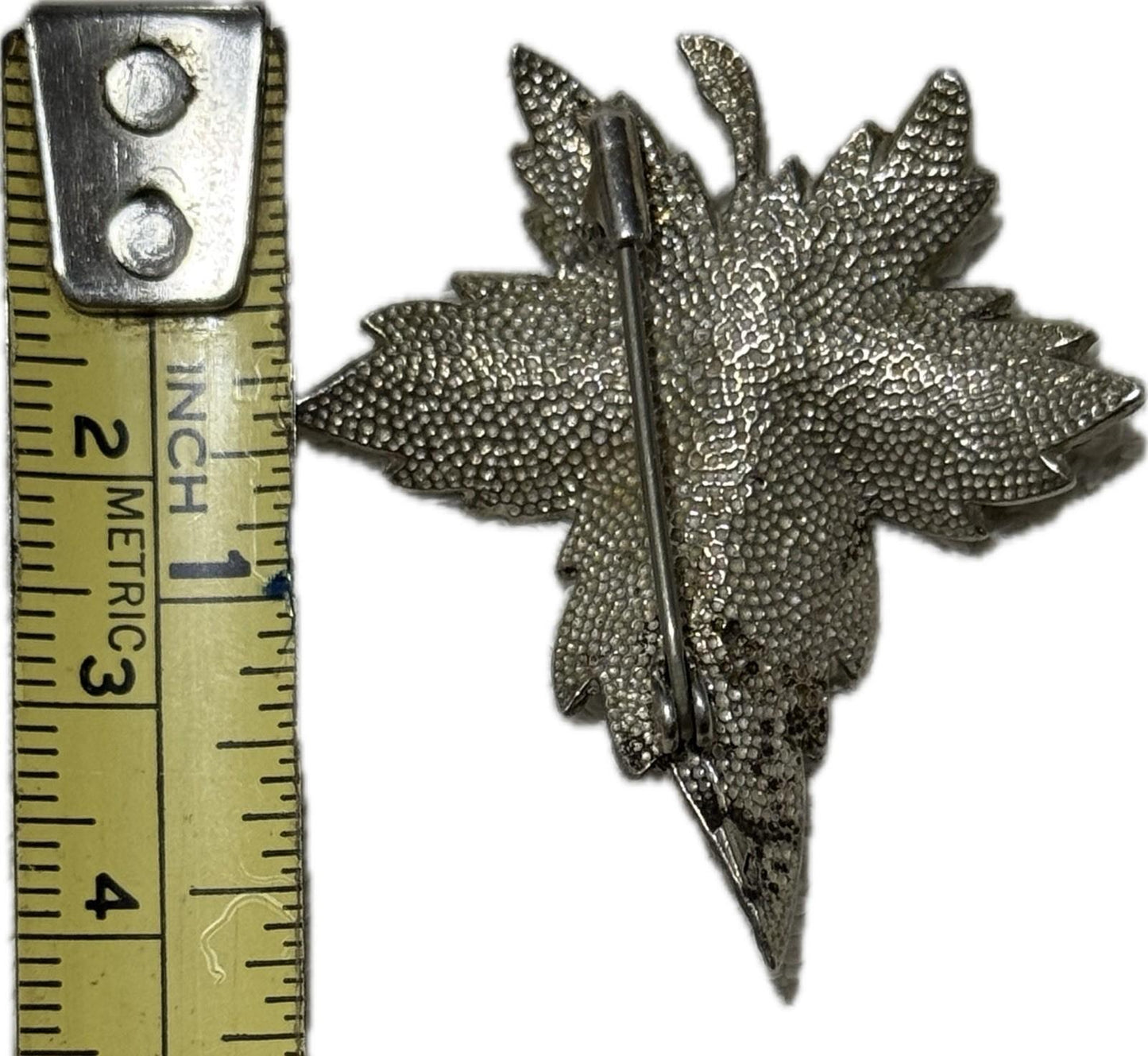 Silver Leaf Brooch Pin Costume Jewellery
