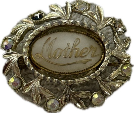 Multicoloured Mother Brooch Pin Costume Jewellery