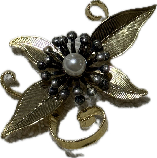 Multicoloured Floral Brooch Pin Costume Jewellery