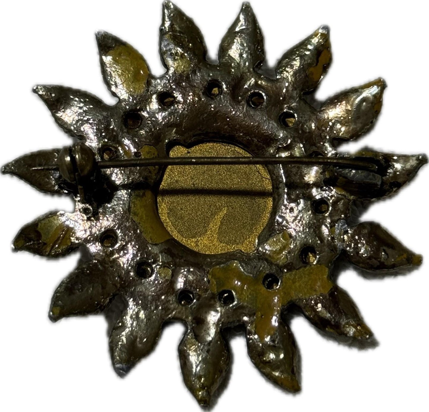 Silver & Blue Floral Brooch Pin Costume Jewellery