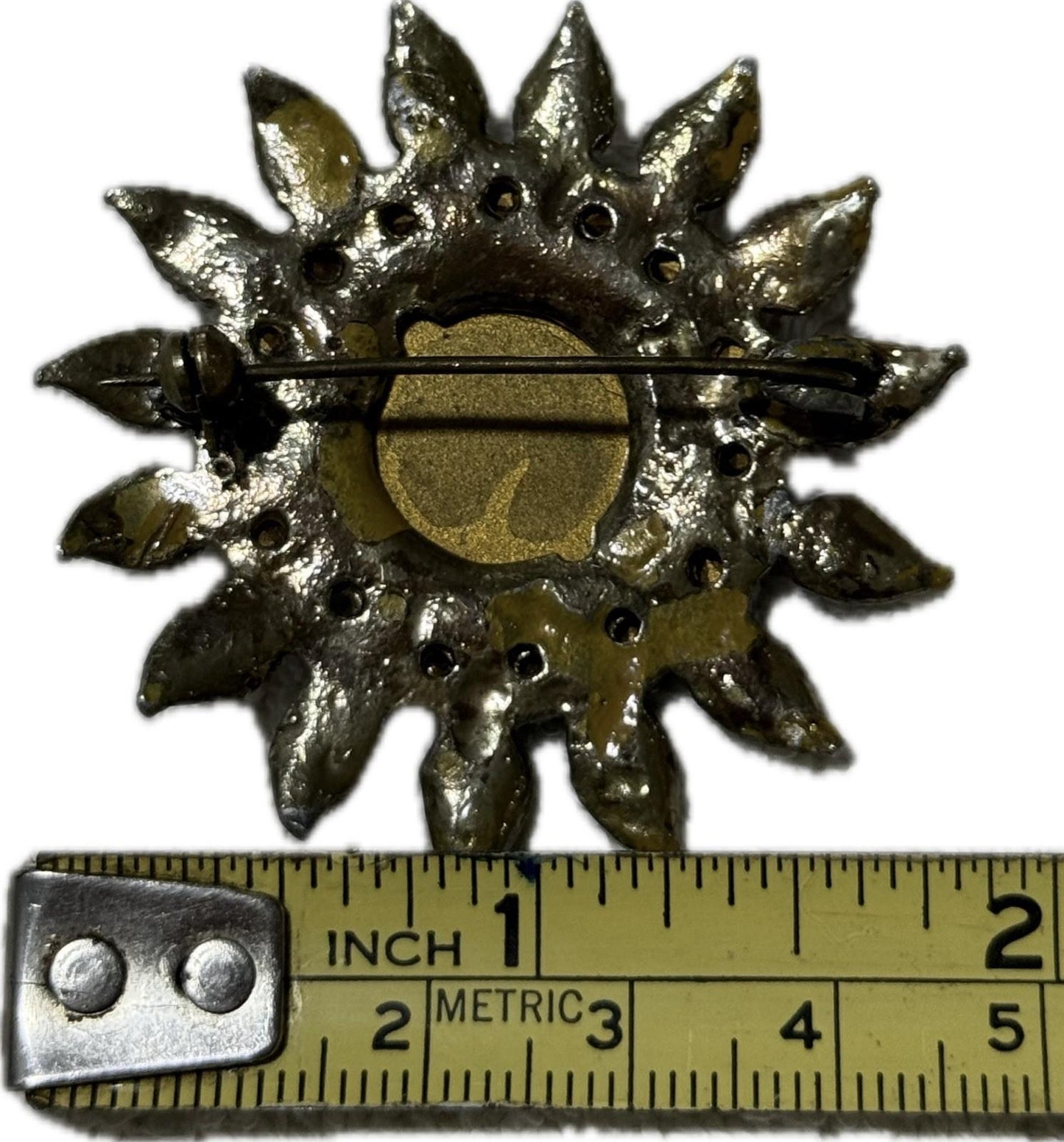 Silver & Blue Floral Brooch Pin Costume Jewellery