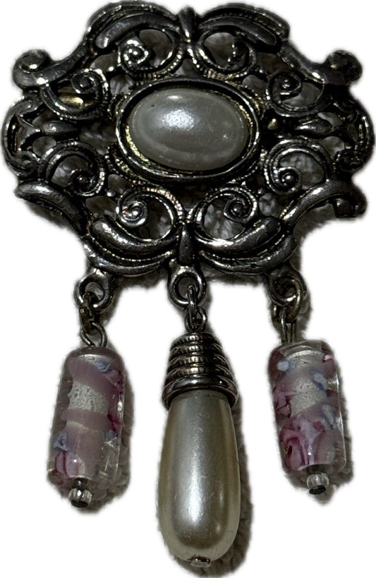 Multicoloured Dangle Brooch Pin Costume Jewellery