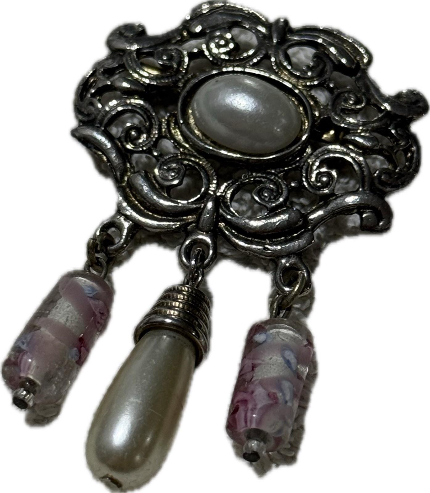 Multicoloured Dangle Brooch Pin Costume Jewellery