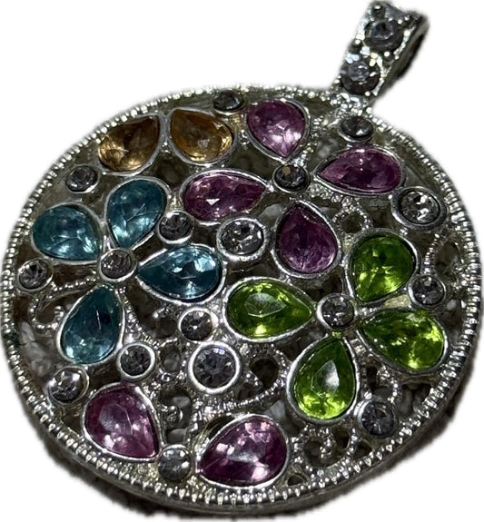 Multicoloured Floral Pendant Costume Jewellery